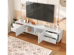 Móvel De Tv*ModernLuxe Móvel TV 175 cm - 2 portas texturadas e 4 gavetas - em MDF - Branco