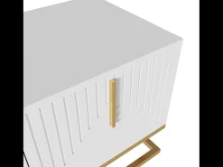 Móvel De Tv|ModernLuxe Móvel TV 170 cm - com prateleiras reguláveis ​​​​- puxadores e pés dourados - Branco
