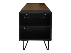 Móvel De Tv|ModernLuxe Móvel TV 180 cm - uma porta basculante e 4 compartimentos abertos em ambos os lados - Preto e Natural Preto / Natural claro