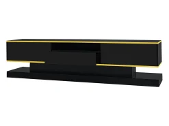 Móvel TV 180 cm com iluminação LED, brilhante com 3 gavetas e compartimento aberto,^ Móvel De Tv