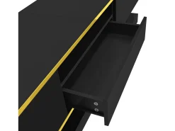 Móvel TV 180 cm com iluminação LED, brilhante com 3 gavetas e compartimento aberto,^ Móvel De Tv