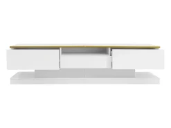 Móvel De Tv* Móvel TV 180 cm com iluminação LED, alto brilho com 3 gavetas e compartimento aberto, Branco