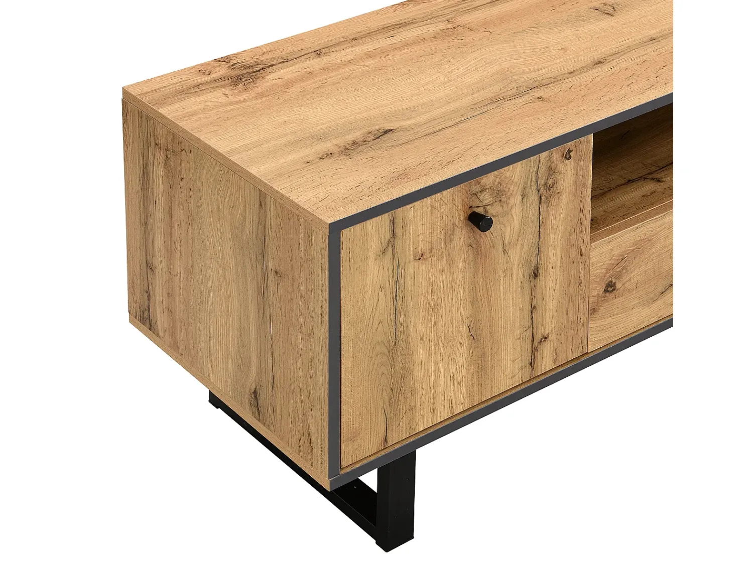 ModernLuxe Móvel TV 190 cm com LED - 6 divisórias e 1 gaveta - Natural^ Móvel De Tv