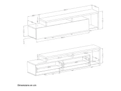Móvel De Tv*Petits-Meubles Móvel TV 1 gaveta Ilyes e madeira 219cm Cinzento