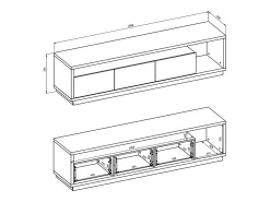Petits-Meubles Móvel TV 3 gavetas Asten branco e madeira 200cm^ Móvel De Tv