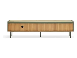 Teulat Móvel TV 2 gavetas com porta basculante verde 180x40 cm^ Móvel De Tv