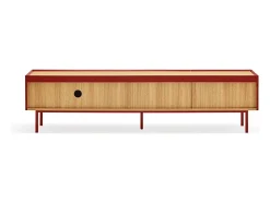 Móvel De Tv*Teulat Móvel TV 2 gavetas com porta basculante 180x40 cm Vermelho