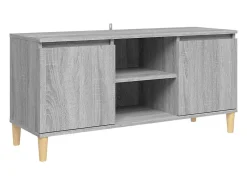 Móvel De Tv* Móvel TV + pernas de madeira maciça 103,5x35x50 cm sonoma cinza PT150944 Cinzento