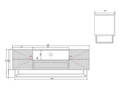 Móvel De Tv* Móvel TV 2 portas 1 gaveta em madeira laminada com pé metálico 167x40cm Cinzento