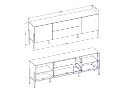 Petits-Meubles Móvel TV 2 portas 2 gavetas Bérénice branco mate e 204cm^ Móvel De Tv