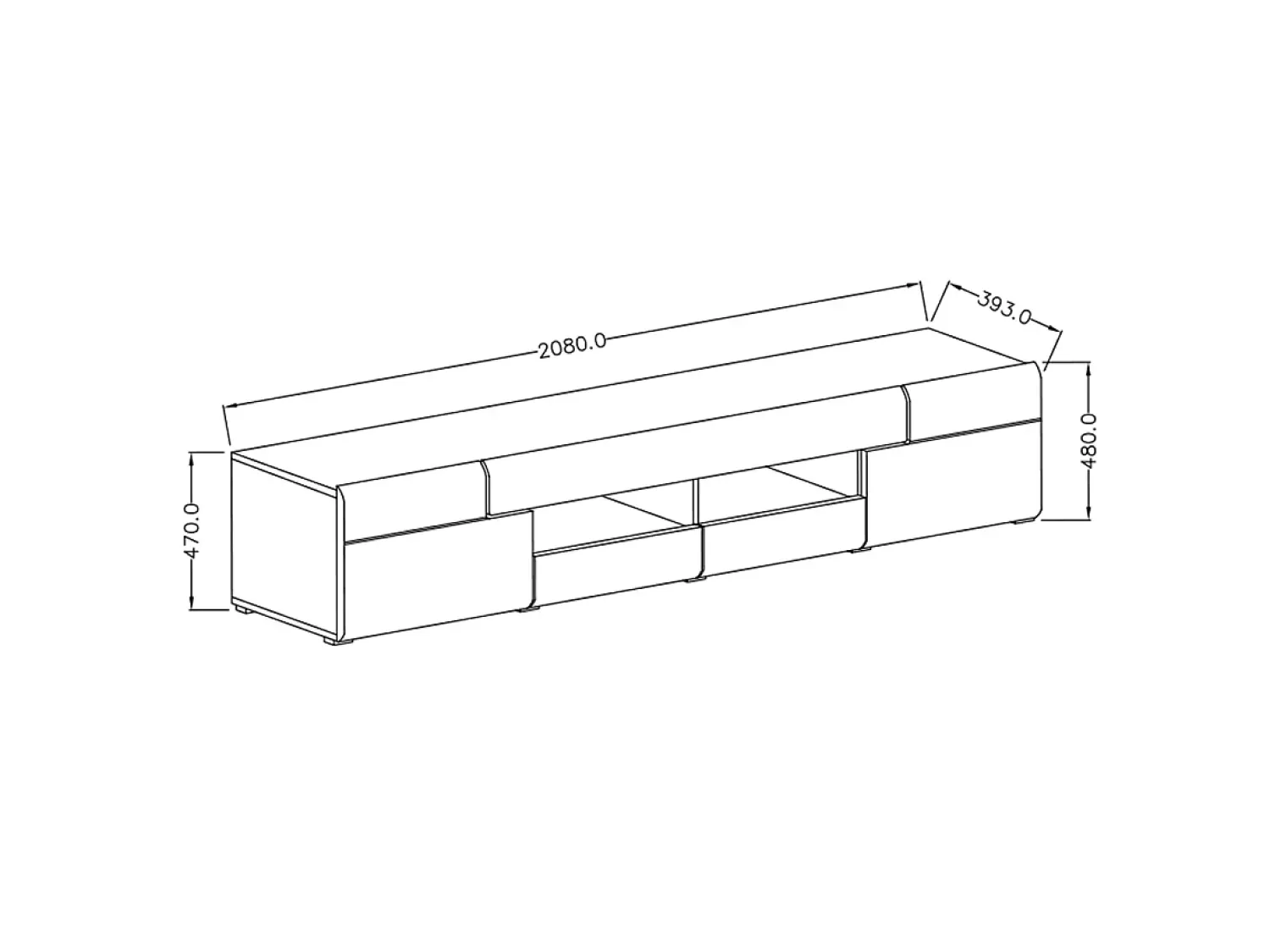 Online Petits-Meubles Móvel TV 2 portas 2 gavetas Jules cinzento e madeira 208cm Cinzento / Natural claro