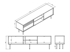 Petits-Meubles Móvel TV 2 portas Astra madeira escura e caxemira 180cm^ Móvel De Tv