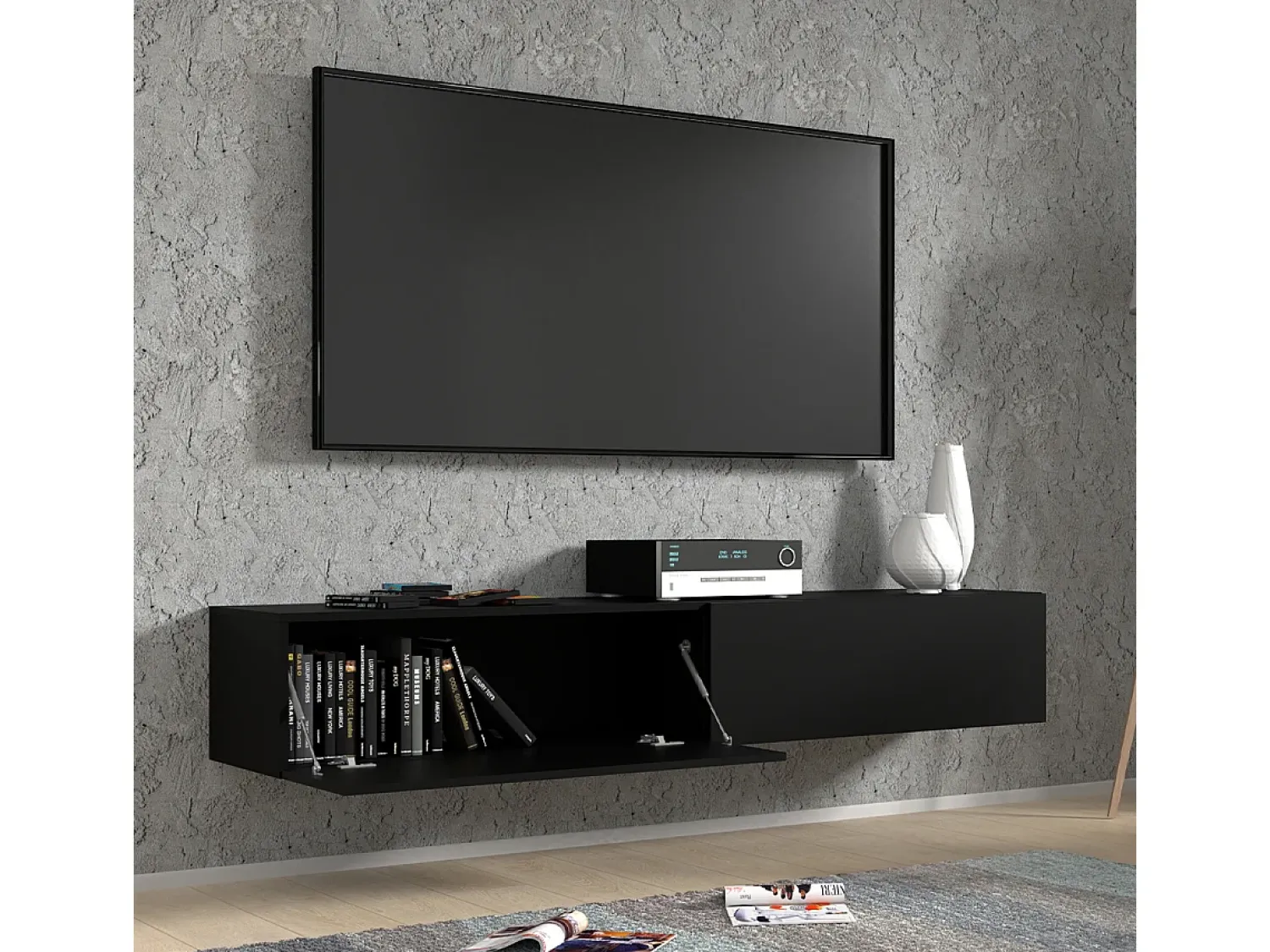 Móvel De Tv|Petits-Meubles Móvel TV 2 portas Bali mate 180cm Preto