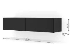 Móvel De Tv*Petits-Meubles Móvel TV 2 portas Bali mate 140cm Preto