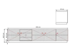 Hot Móvel TV 5 portas em madeira laminada 200x40 cm Branco