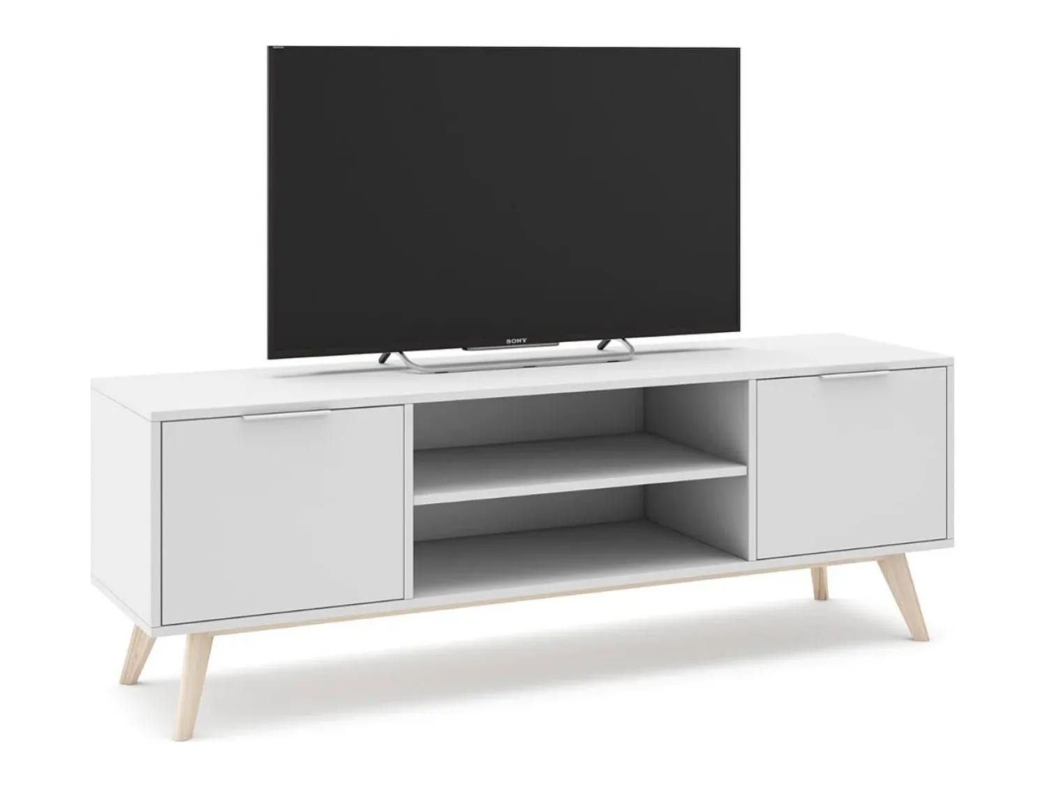 Calicosy Móvel TV 2 portas com prateleiras abertas 140x53 cm Branco