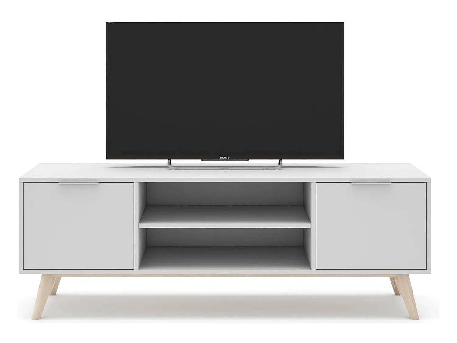 Calicosy Móvel TV 2 portas com prateleiras abertas 140x53 cm Branco