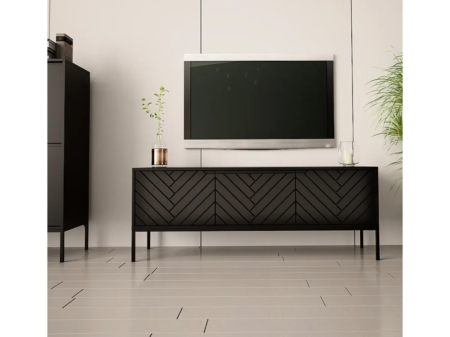 Móvel De Tv|Petits-Meubles Móvel TV 3 portas Daria 151cm Preto