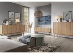 Móvel TV 3 portas em madeira laminada 144x48 cm^ Móvel De Tv