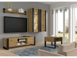 Furnlux Móvel TV 2 portas Gani madeira e preto mate 188cm^ Móvel De Tv