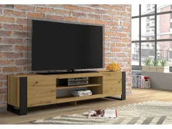 Furnlux Móvel TV 2 portas Gani madeira e preto mate 188cm^ Móvel De Tv