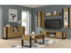 Furnlux Móvel TV 2 portas Gani madeira e preto mate 188cm^ Móvel De Tv