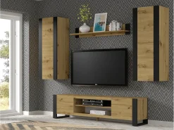 Furnlux Móvel TV 2 portas Gani madeira e preto mate 188cm^ Móvel De Tv