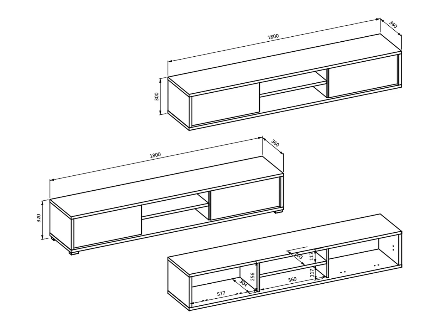 Móvel De Tv|Petits-Meubles Móvel TV 2 portas Idra madeira e 180cm Cinzento