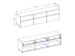 Móvel De Tv*Petits-Meubles Móvel TV 3 portas Lilia toupeira 180cm Castanho
