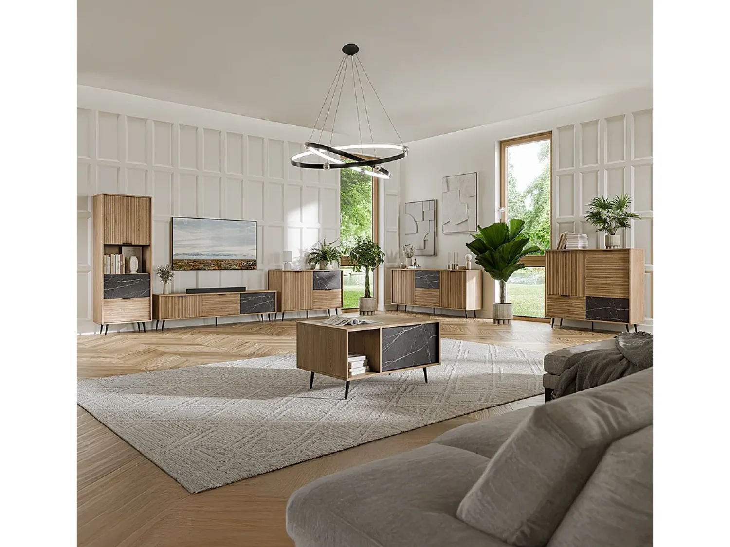 Móvel De Tv|Petits-Meubles Móvel TV 3 portas Luka madeira e 180cm Preto