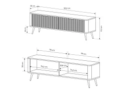 Móvel De Tv| Móvel TV: 2 portas, móveis: Cashmere, pés dourados, 163,2 x 51,2 x 38cm Bege