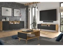 Móvel De Tv*Furnlux Móvel TV 3 portas Nexa madeira e preto 160cm Preto / Creme