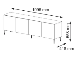 Online Furnlux Móvel TV 4 portas Philaé 200cm Preto