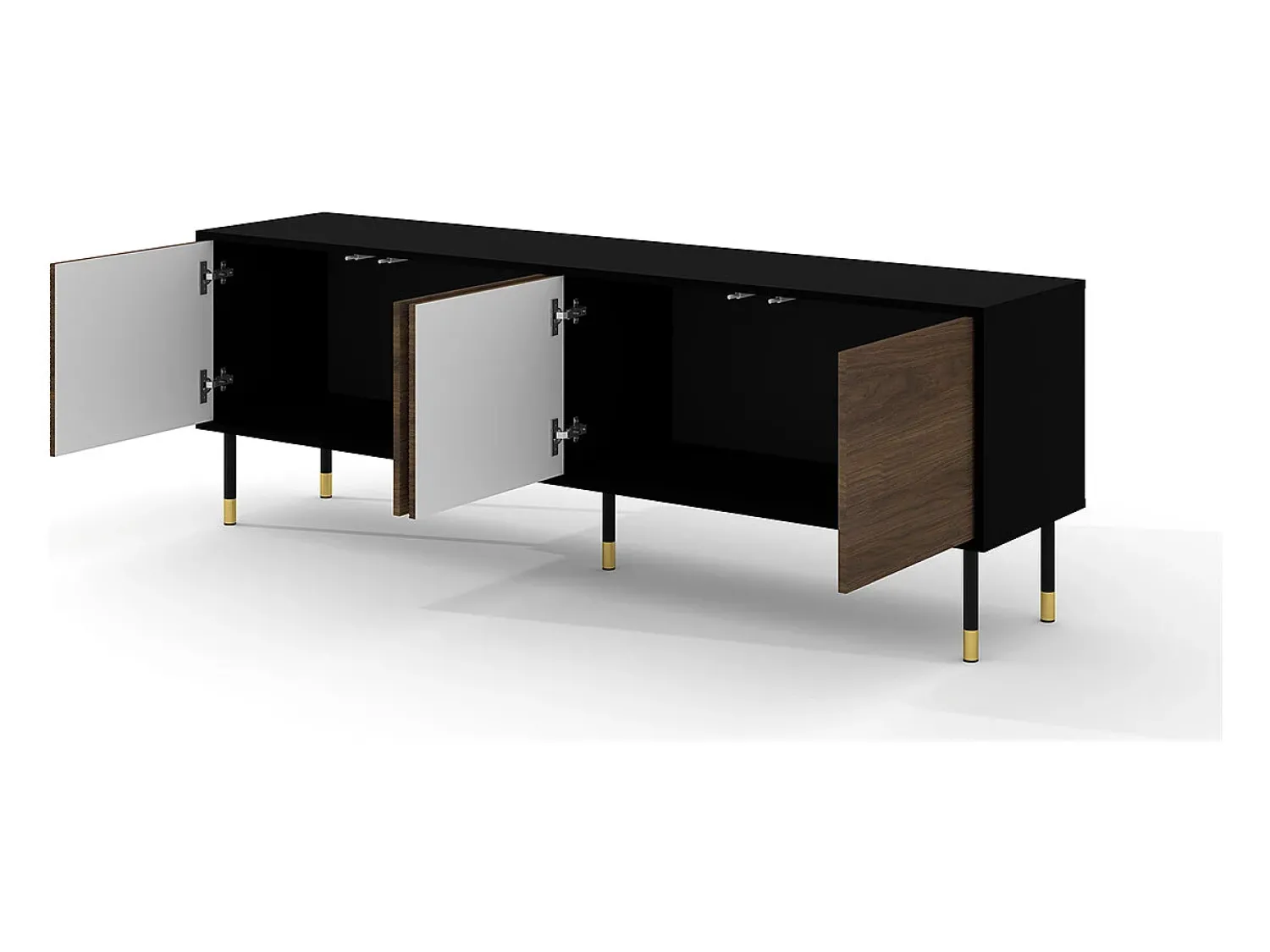 Móvel De Tv*Petits-Meubles Móvel TV 4 portas Rani madeira e preto 180cm Preto / Castanho