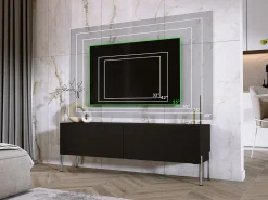 Móvel De Tv| Móvel TV : Fosco / Brilhante, patas cromadas, 140 x 52 x 32 cm Preto