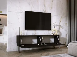 Móvel De Tv| Móvel TV : Fosco / Brilhante, patas cromadas, 140 x 52 x 32 cm Preto