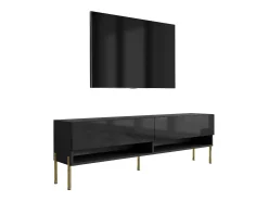 Discount Móvel TV : Fosco / Brilhante, pernas retas douradas, 170 × 32 × 52 cm Preto
