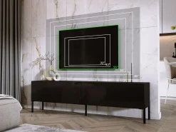 Móvel De Tv* Móvel TV : Fosco / Brilhante, patas pretas, 170 x 52 x 32 cm Preto