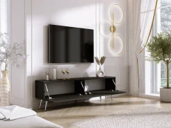 Móvel De Tv* Móvel TV : Fosco, patas cromadas, 170 x 52 x 32 cm Preto