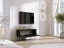 Móvel TV : Fosco, patas cromadas, 100 x 52 x 32 cm Preto