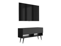 Móvel De Tv* Móvel TV : Fosco, pernas pretas abertas, LED branco, 100 × 32 × 52 cm Preto