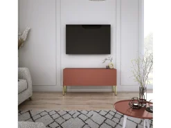 Móvel De Tv| Móvel TV : Tijolo, 100 x 52 x 32 cm, patas douradas Vermelho