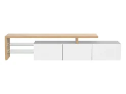 Best Móvel TV 197,5 x 39 x 42 cm com LEDs multicoloridos, móvel TV com compartimentos e 3 gavetas, Branco