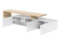 Best Móvel TV 197,5 x 39 x 42 cm com LEDs multicoloridos, móvel TV com compartimentos e 3 gavetas, Branco