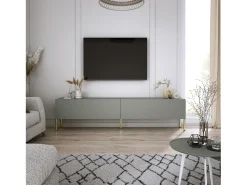 Móvel De Tv| Móvel TV: Aloe, 170 x 52 x 32 cm, pés dourados Verde
