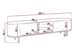 New Móvel TV AMBIHOME DORE 02 - Carvalho Cremona/, C184xP45xA40cm Preto