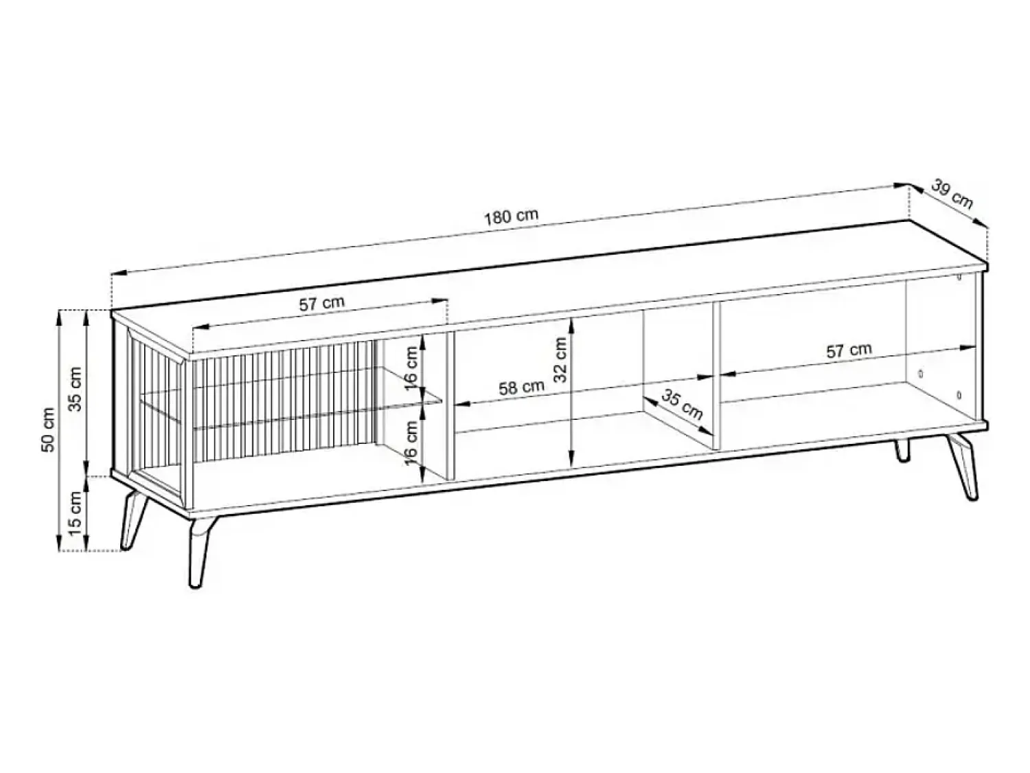 Móvel De Tv* Móvel TV AMBIHOME RAVEN - Caxemira/Noz, C180xP39xA50cm Bege