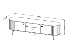Móvel De Tv| Móvel TV AMBIHOME ZANE 05 - Caxemira, C180xP40xA49cm Bege