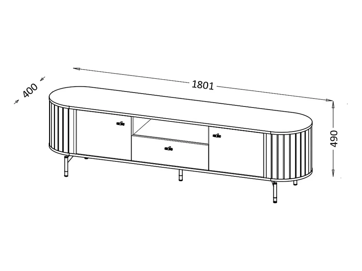 Móvel De Tv* Móvel TV AMBIHOME ZANE 05 - , C180xP40xA49cm Preto