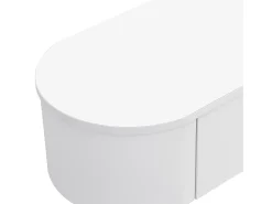 Móvel TV baixo 174 X 35 X 41cm com três gavetas, puxadores dourados e cantos curvos,^ Móvel De Tv